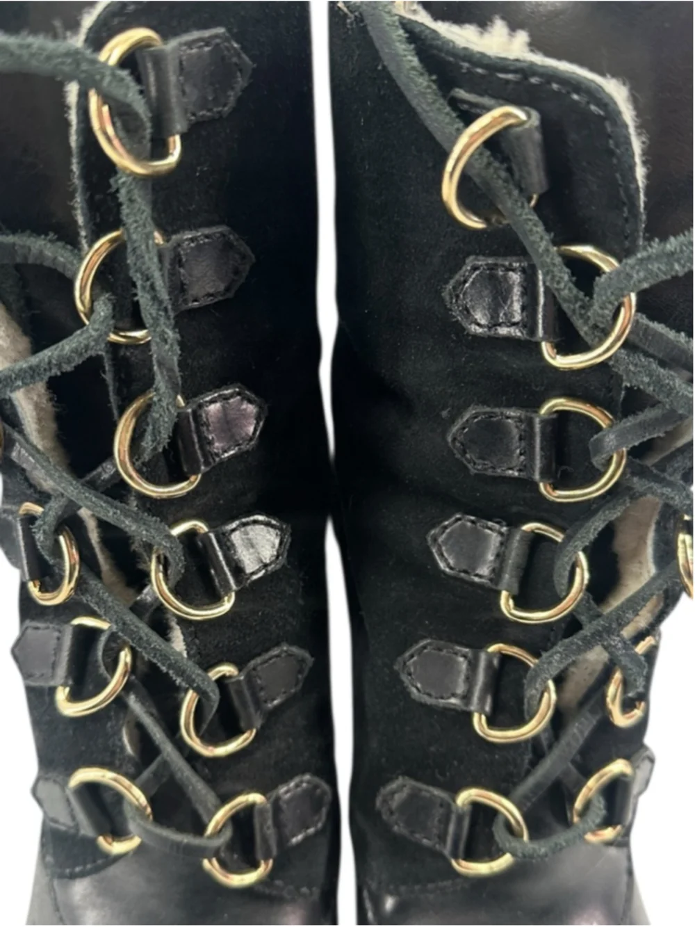 Michael Kors winter warrior clog boots Black leather shearling lined heeled sz 8
